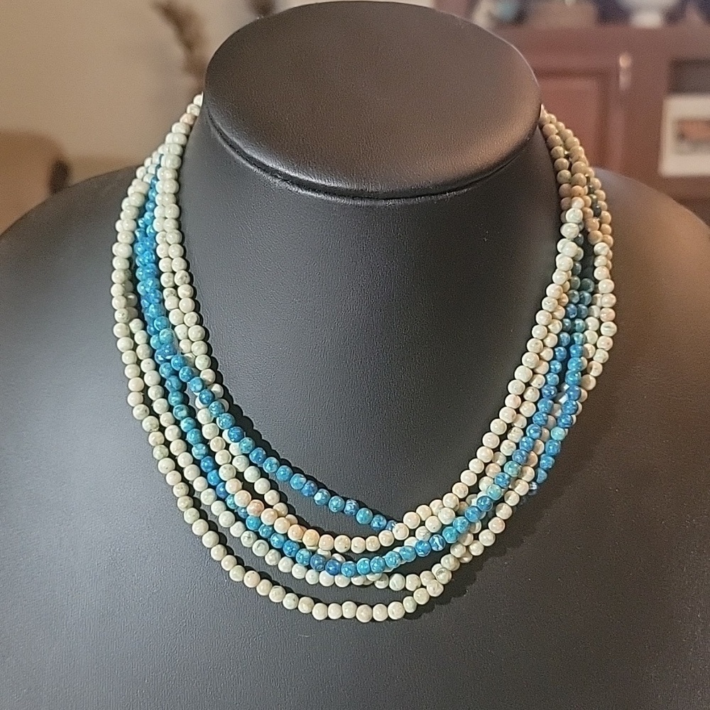 Ivory & Blue Green Stone Necklace